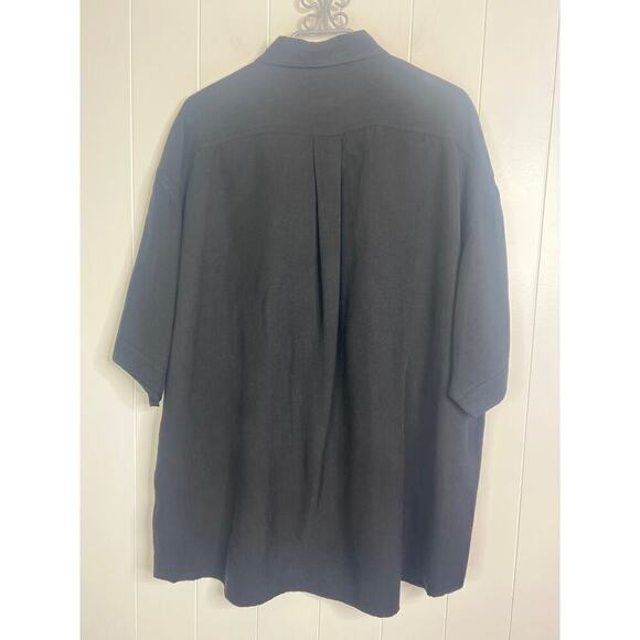 Tommy Bahama 100% Silk Black Short Sleeve Button Down Shirt Size XL - Picture 5 of 6